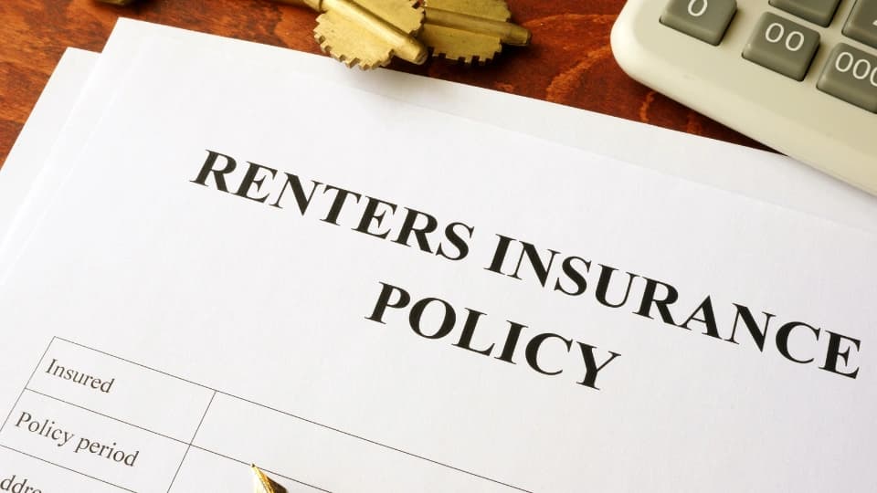 Piece of paper that says renters insurance policy