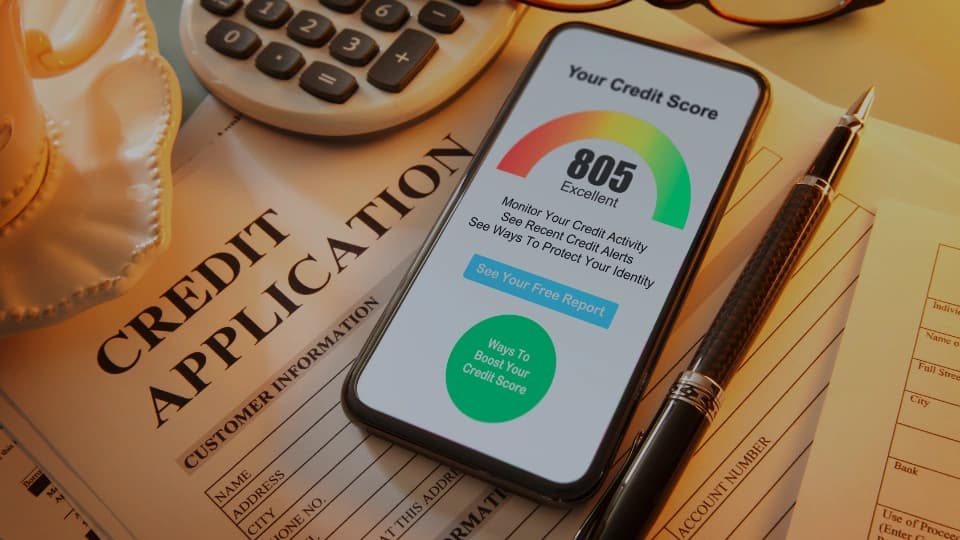 Smartphone showing credit score
