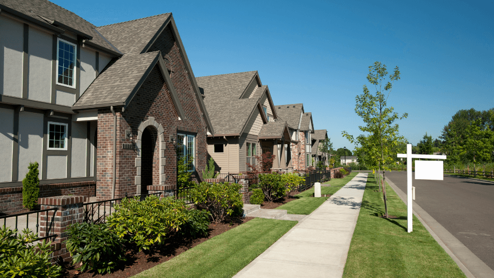 Homes in a row on a street