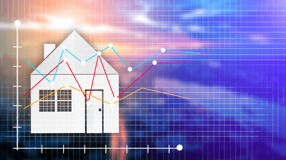House on a graph with trending lines