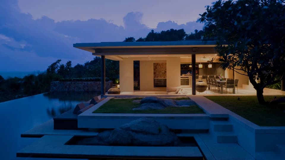 Vacation home at dusk