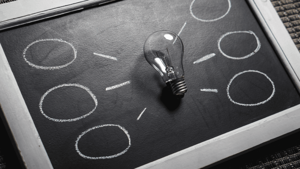 Lightbulb over chalkboard
