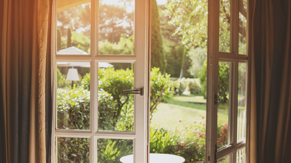 Open window with garden view